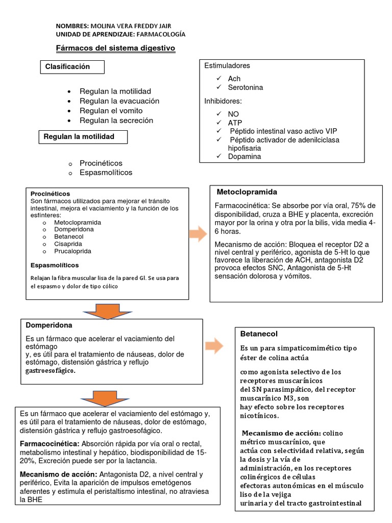 Fármacos Digestivos: Procinéticos y Espasmolíticos | PDF | Estómago ...