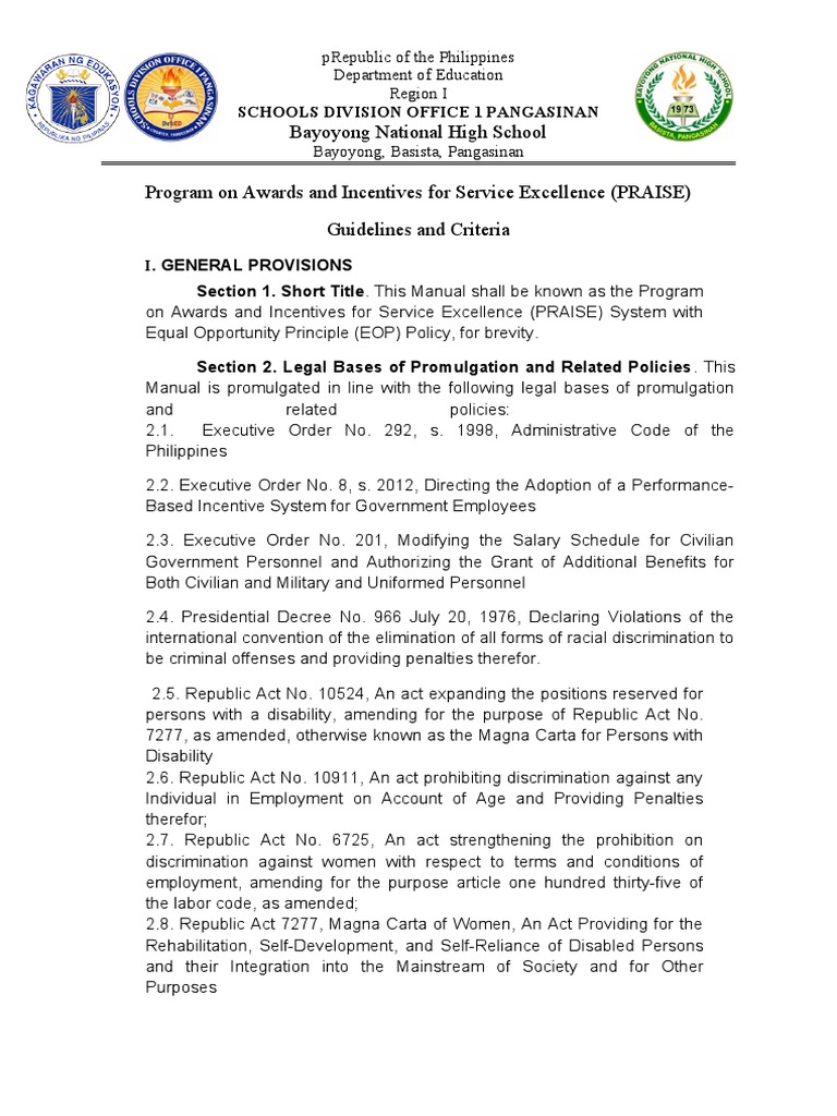 PRAISE Program Guidelines and Criteria | PDF | Business | Social Science