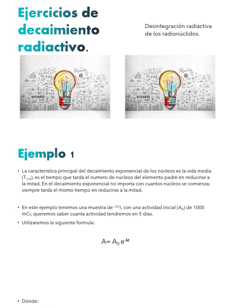 Ejercicios de decaimiento radiactivo | PDF