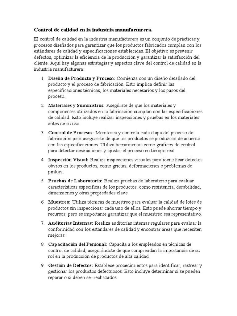 Estrategias de Control de Calidad | PDF