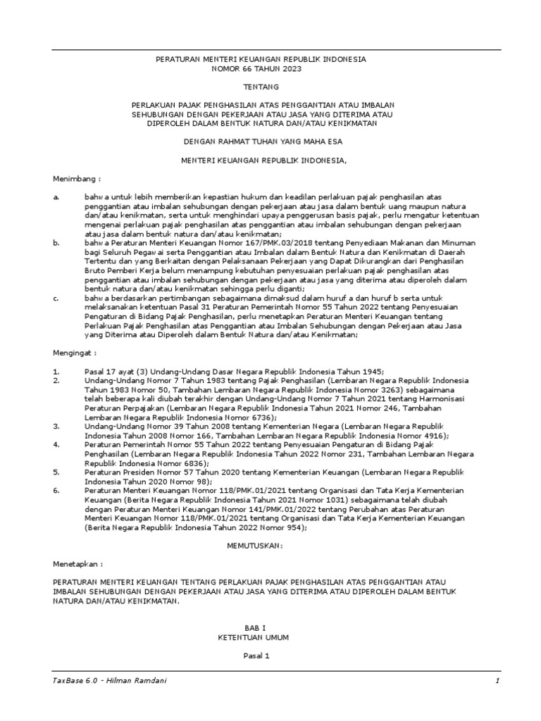PMK 66 Tahun 2023 | PDF