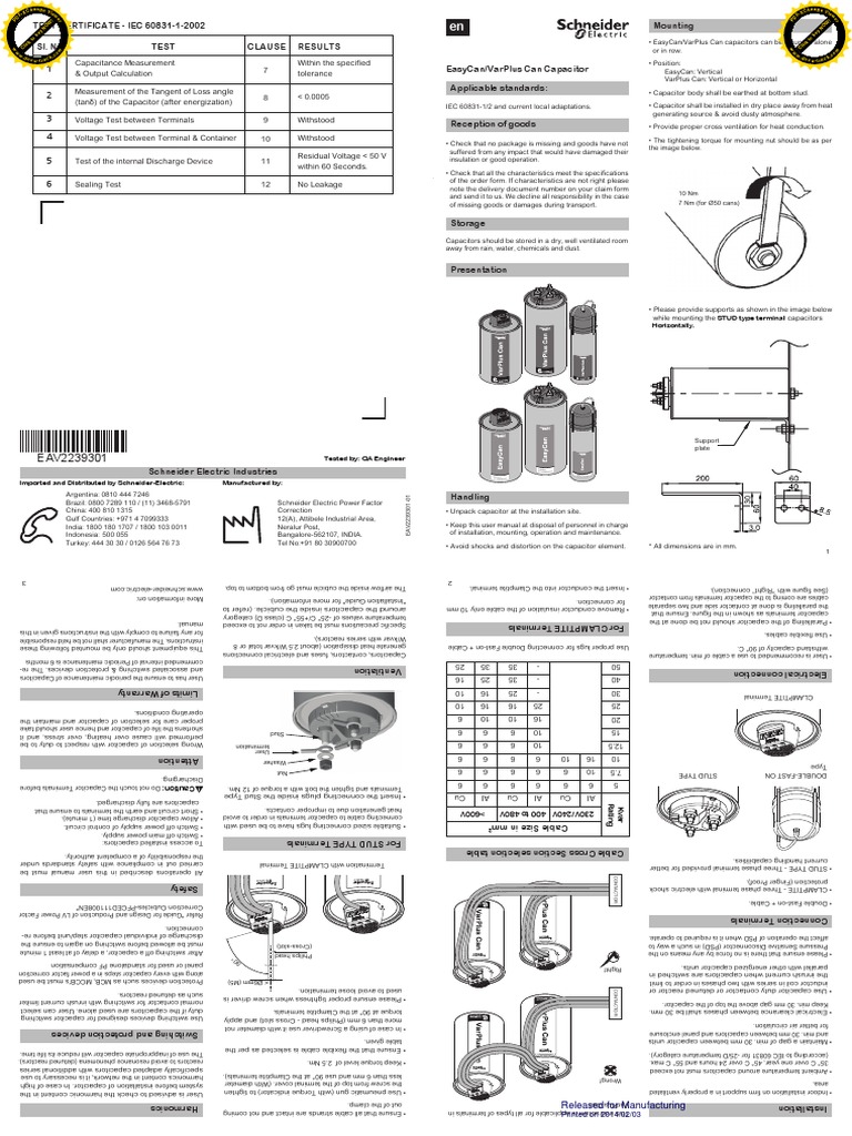 VarPlus Can Capacitor Installation Guide | PDF | Capacitor | Inductor