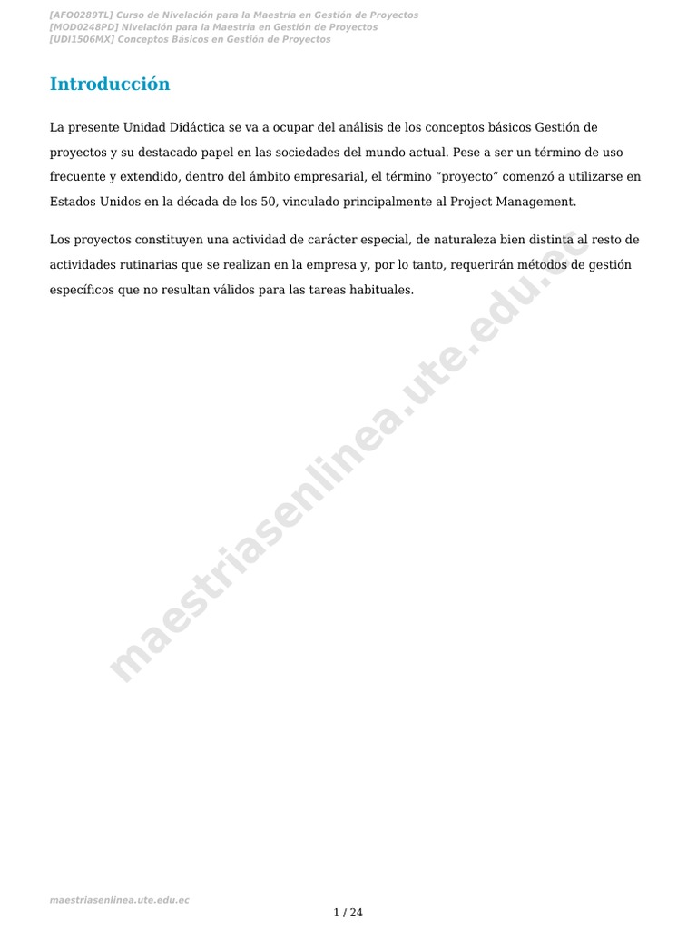 Conceptos Básicos en Gestión de Proyectos | PDF | Gestión de proyectos ...