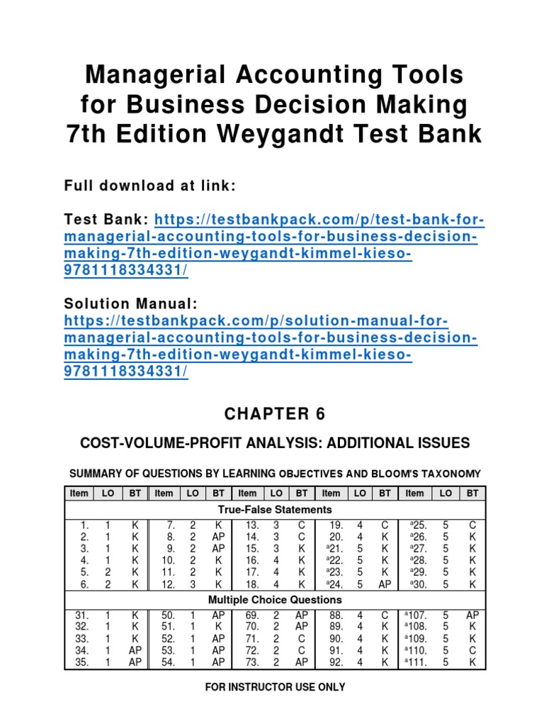 Test Bank for Managerial Accounting 7th | PDF | Cost Accounting | Economies