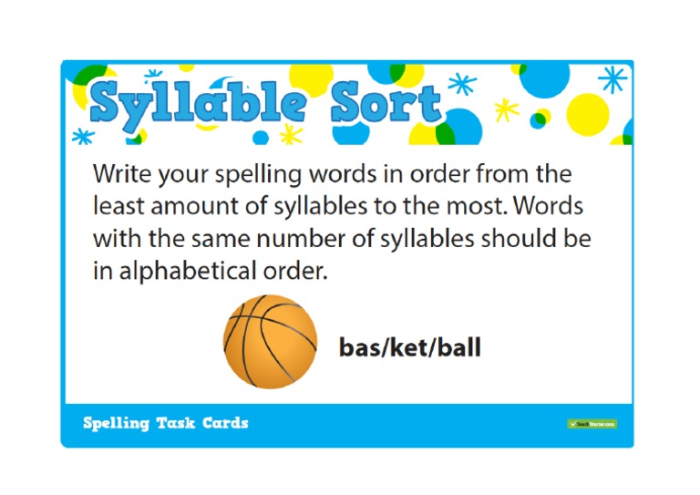 Spelling Activity - Syllable Sort | PDF