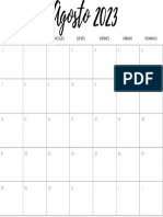 Calendario Mensual Agosto Planificador Orgánico Pastel