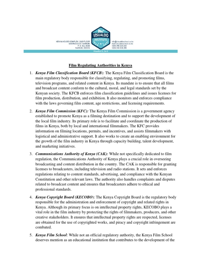 Film Regulation and Guidelines in Kenya | PDF | Filmmaking | Film Director