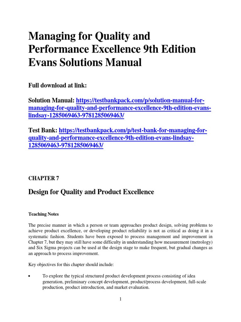 Quality & Performance Excellence Guide | PDF