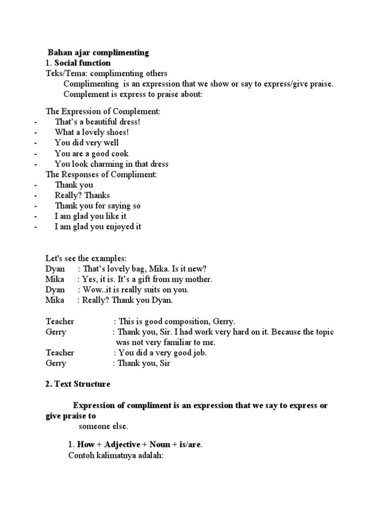 Complimenting Expressions Guide | PDF | Career & Growth | Language Arts ...