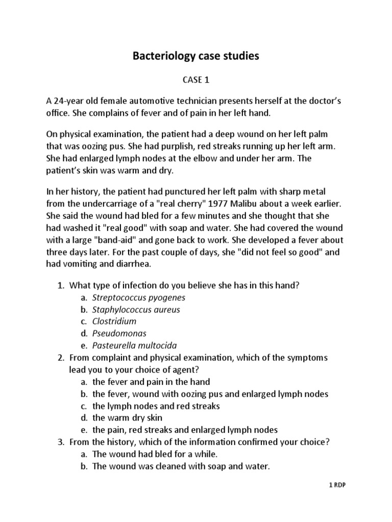 Bacteriology Case Studies | PDF