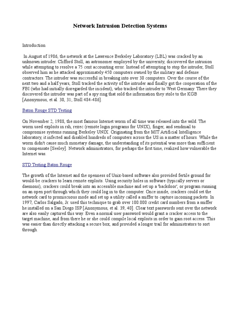 Network Intrusion Detection Systems | PDF | Computers