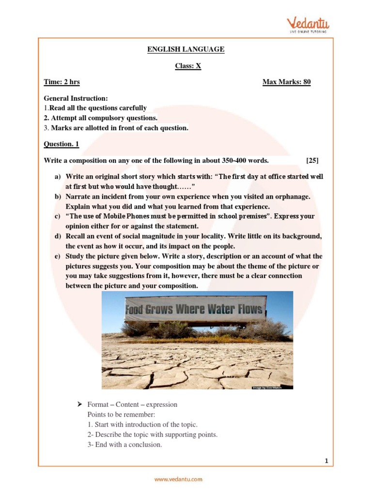 ICSE Sample Papers for Class 10 English Paper 1 PDF