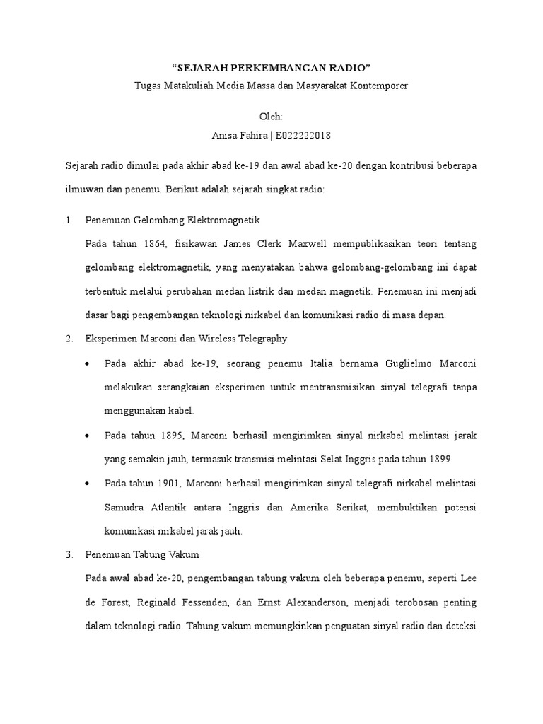 Sejarah Perkembangan Radio | PDF
