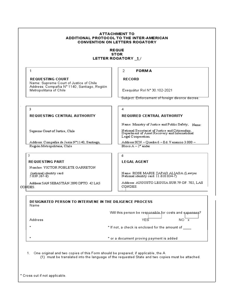 Exhorto o Carta Rogatoria MUÑOZ VEGA | PDF | Justice | Crime & Violence