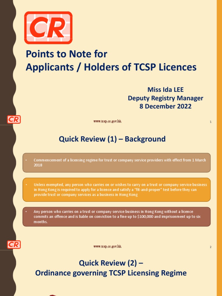 TCSP License Application Guidelines | PDF | License | Accountant