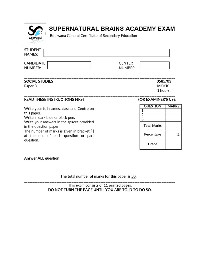 Social Studies Paper 3 Mock | PDF