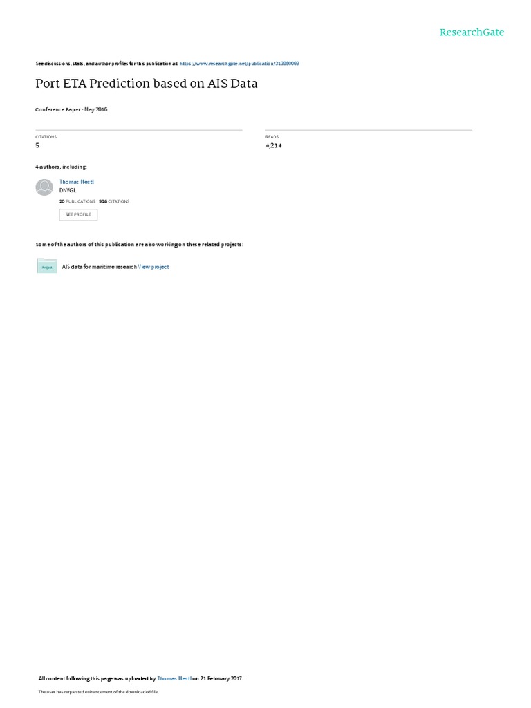 2016 - ETA - COMPITPort ETA Prediction Based On AIS Data | PDF ...