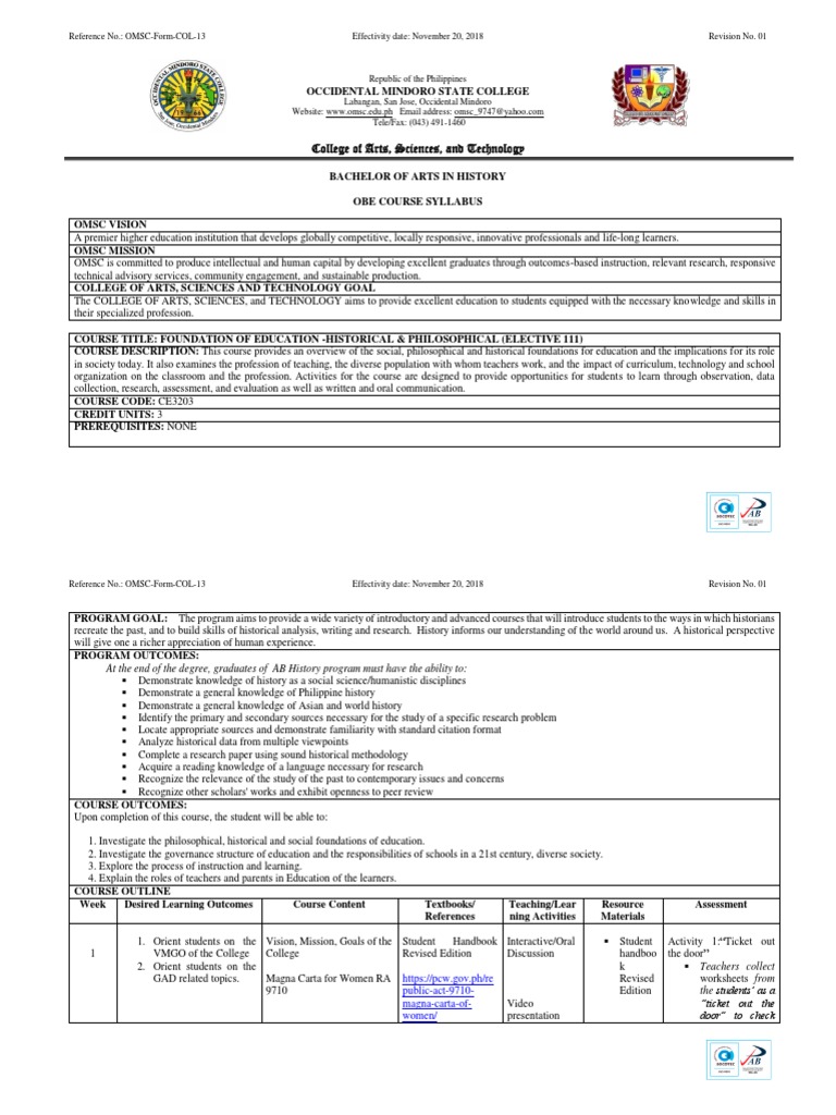 Level 3 Foundations of Education Syllabus | PDF
