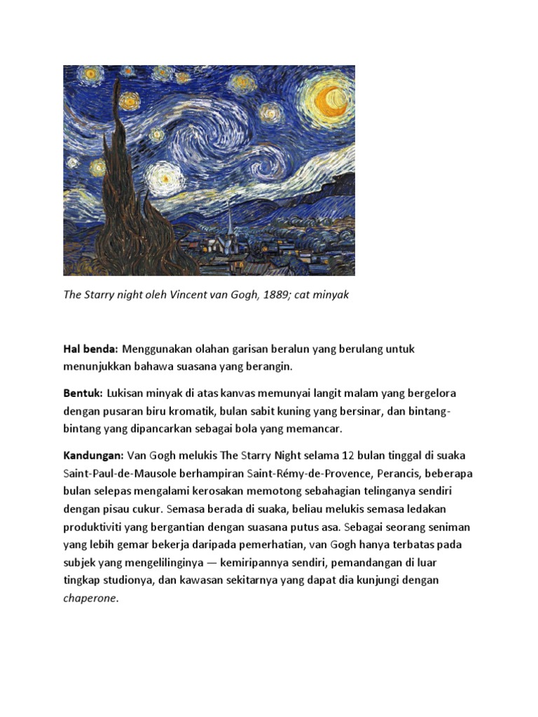 The Starry Night Oleh Vincent Van Gogh Pdf
