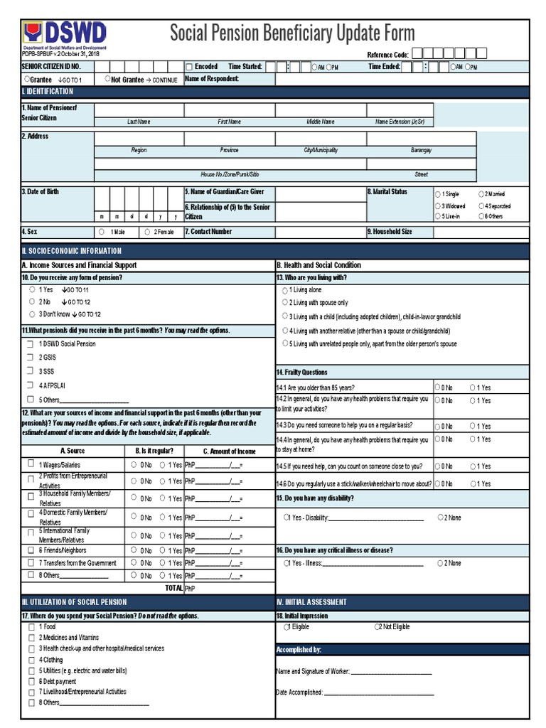 Social Pension Beneficiary Update Form | PDF
