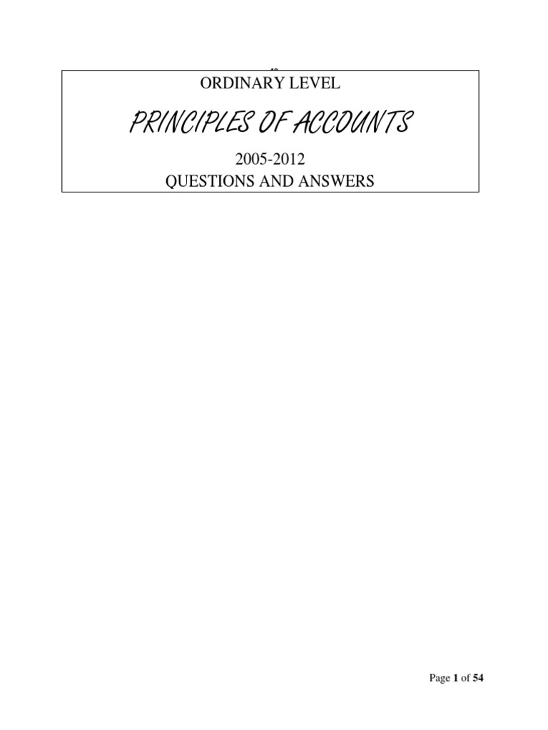 Accounts O Level Question Book Pdf