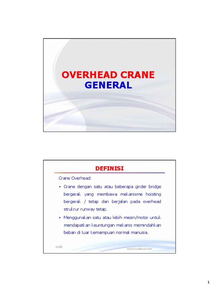 Jenis dan Fungsi Crane Overhead | PDF