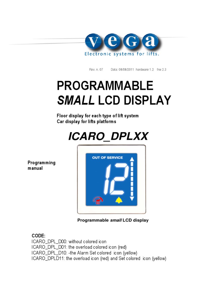 Vega LCD Display Programming Manual | PDF