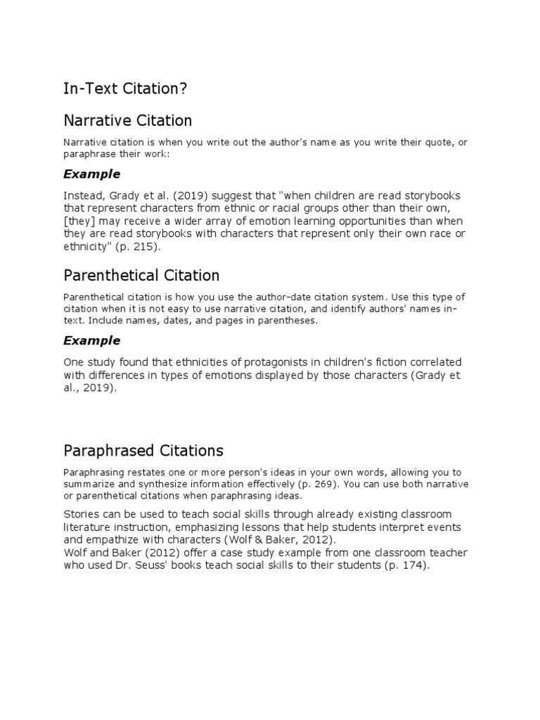 In Text Citation APA 7th Ed | PDF