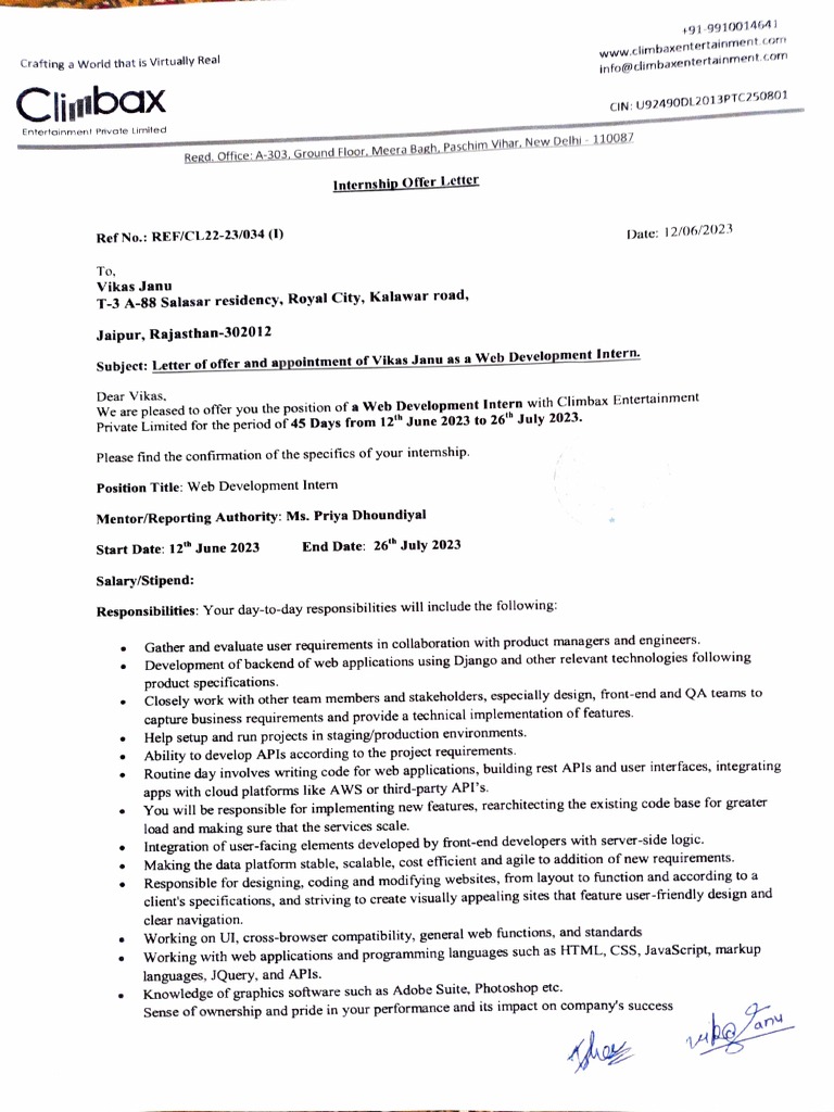 Offer Letter | PDF