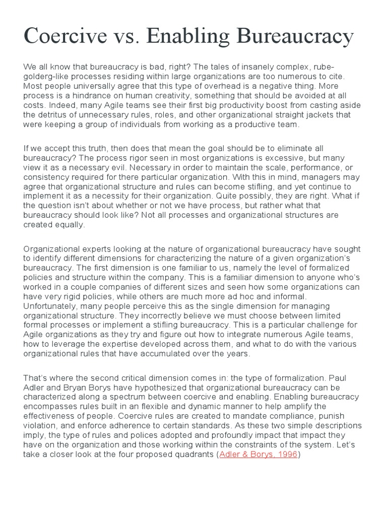 RESUMO__Coercive vs Enabling Bureaucracy PDF