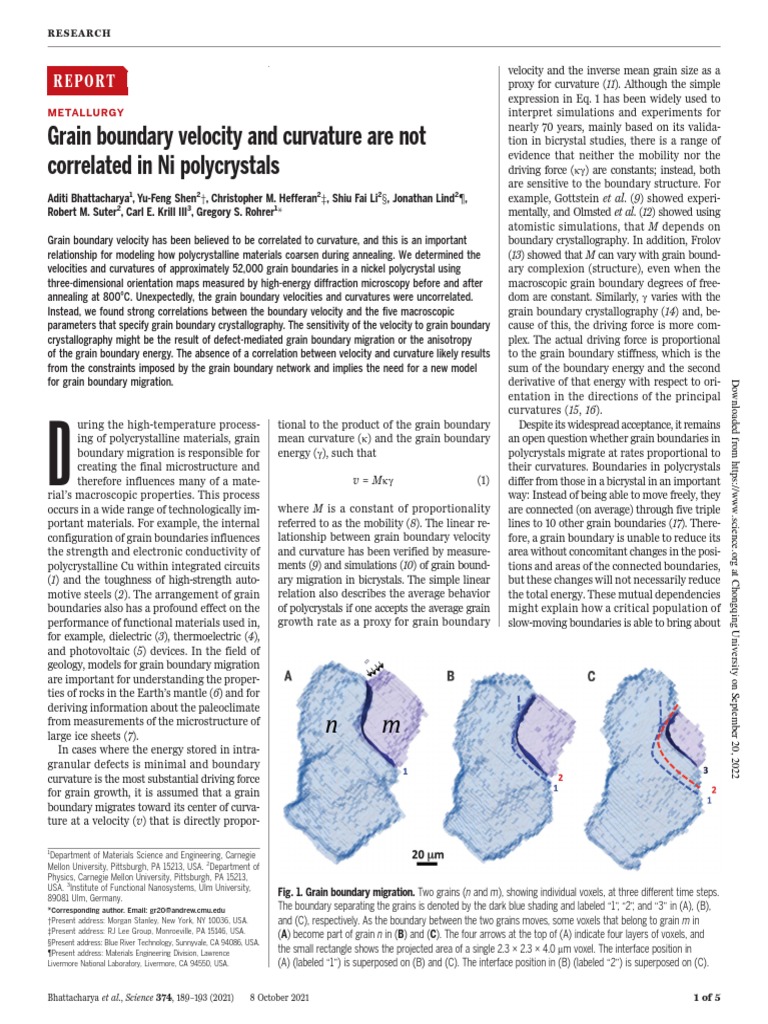 Grain Boundary Dynamics in Ni Polycrystals | PDF | Crystallite | Mineralogy
