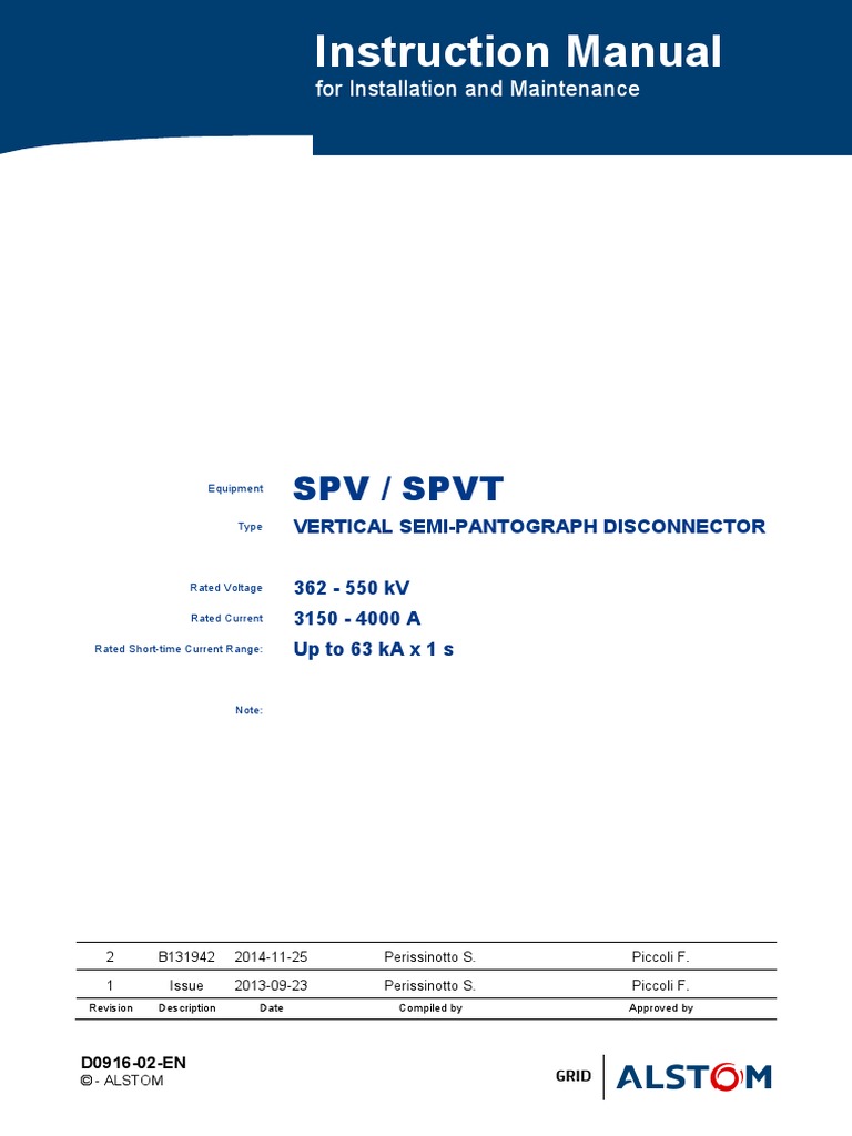 Manual Seccionador Alstom SPV-SPVT 500KV | PDF