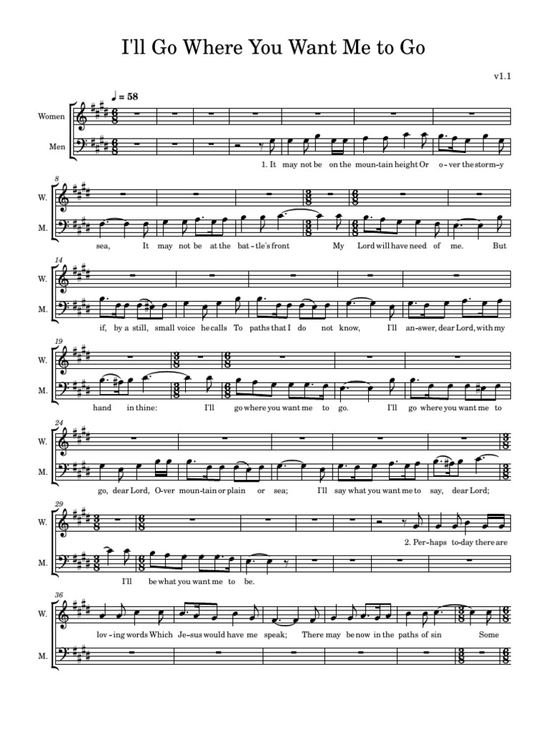 Ill go where you want me to go singers pdf