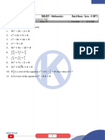 Chapter: Quadratic Equations SUBJECT - Mathematics Batch Name: Term - II (10)