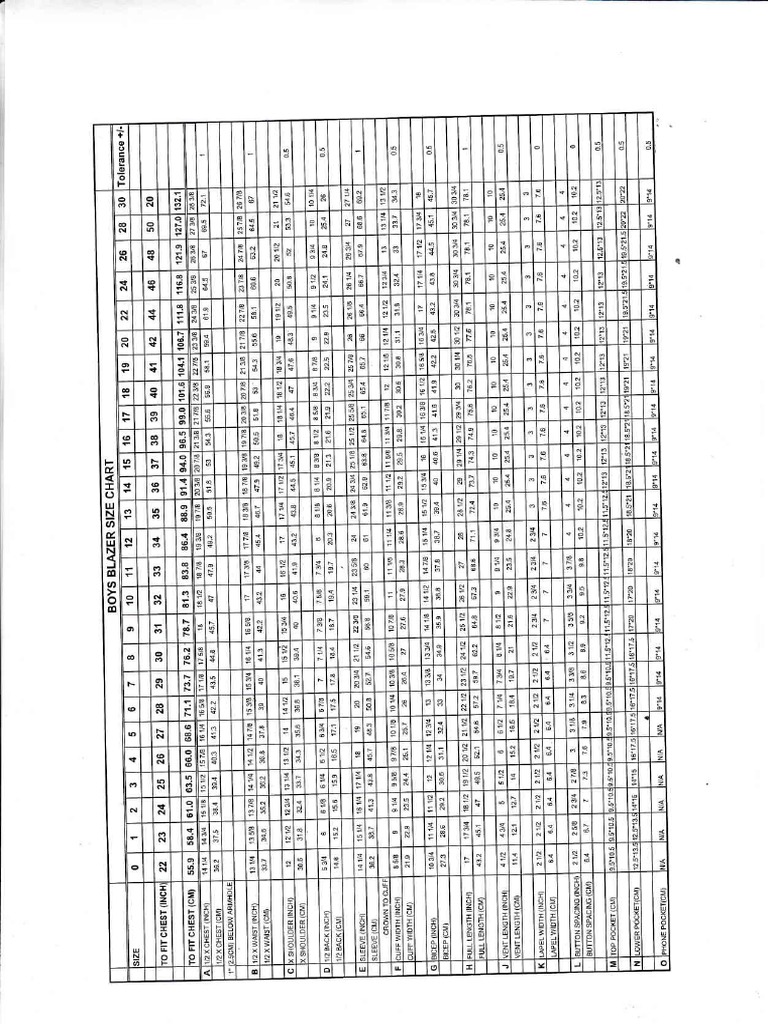 Size Chart - Boy | PDF