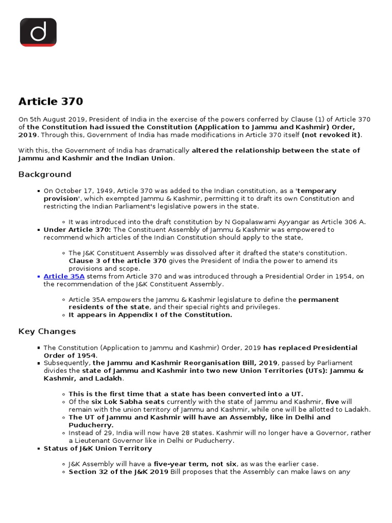 Article 370 PDF