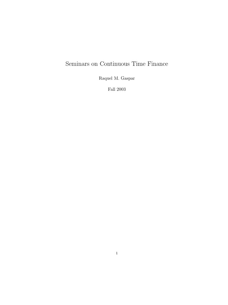 Continuous Time Finance Seminars | PDF