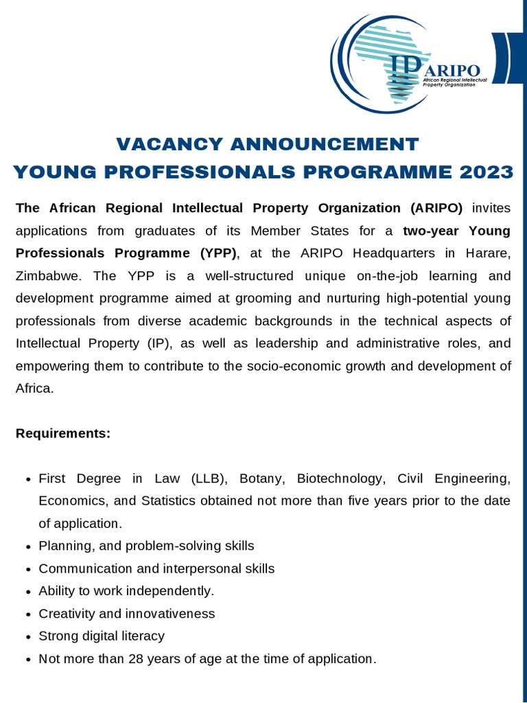 ARIPO Young Professionals Programme 2023 | PDF
