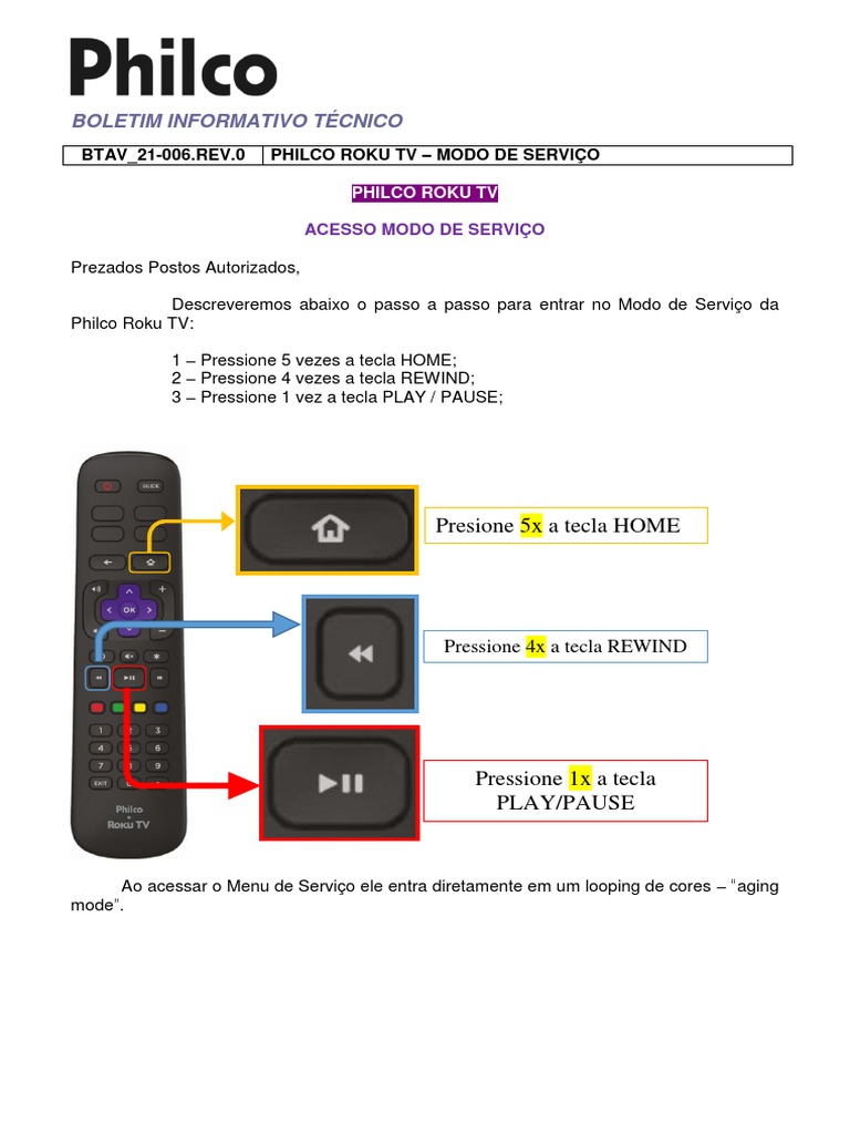 Btav - 21 - 006.rev.0 - Philco Roku TV - Modo de Servico | PDF