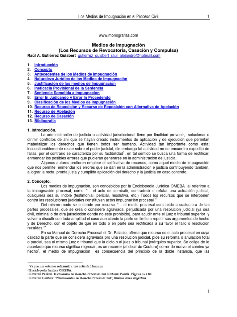 Medios de Impugnación en el Proceso Civil | PDF | Sentencia (ley ...