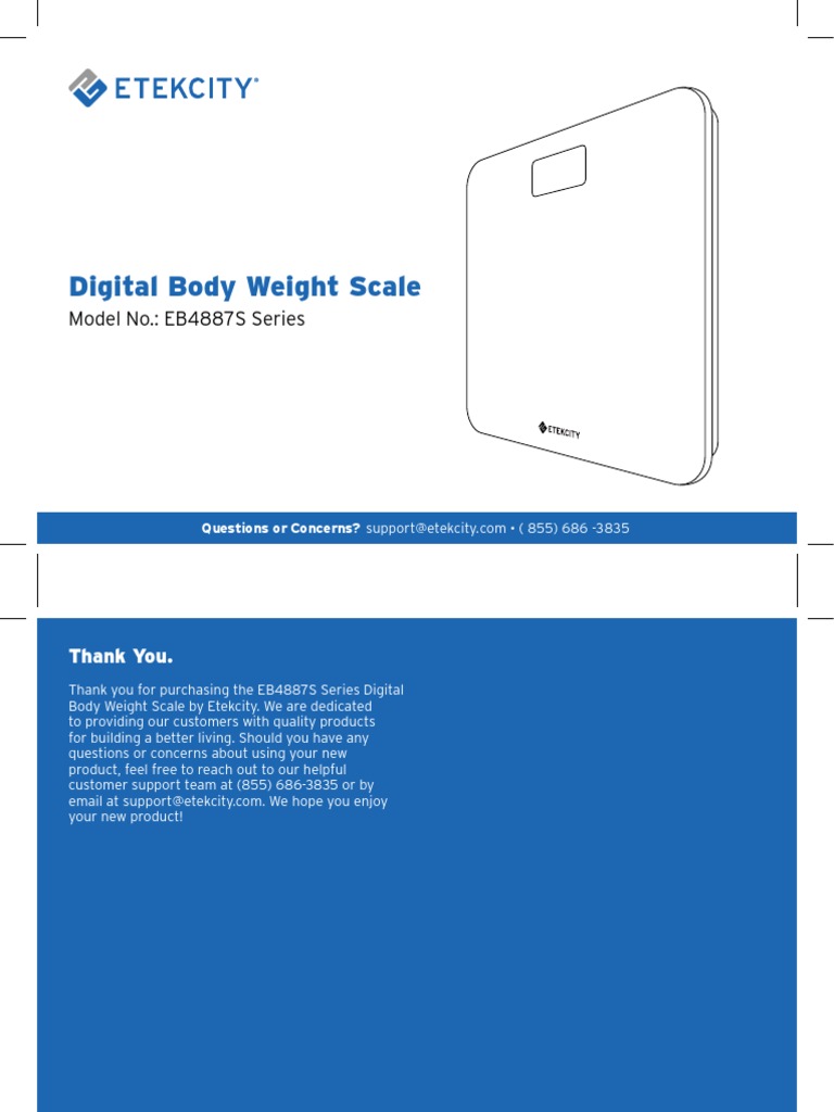Etekcity EB4887S Scale User Manual | PDF | Pound (Mass) | Weight