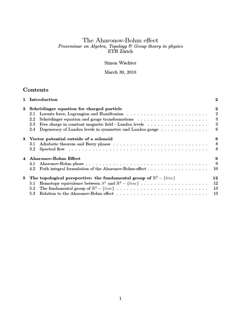 Aharonov-Bohm Effect in Quantum Mechanics | PDF | Technology & Engineering