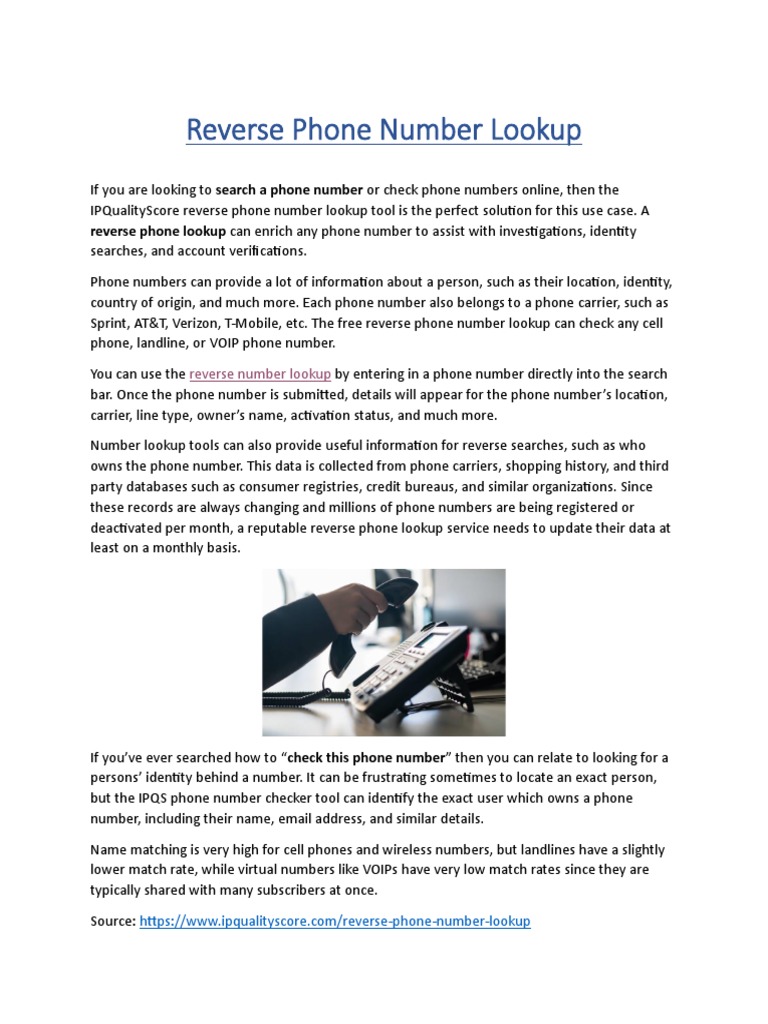 Reverse Phone Number Lookup | PDF