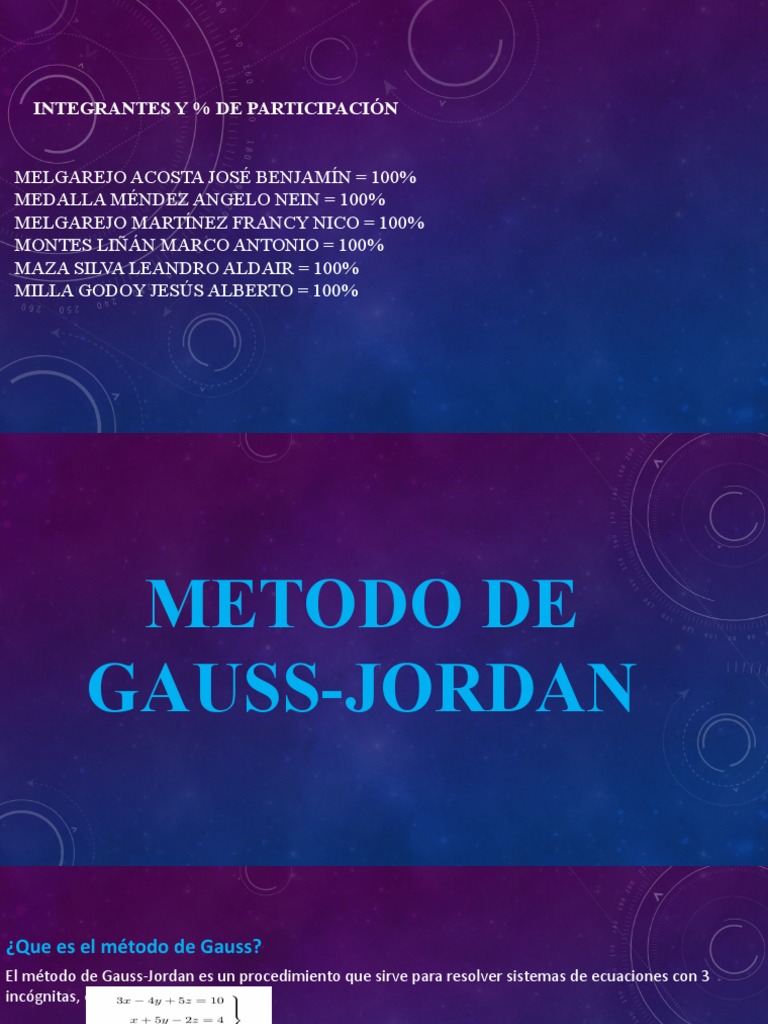 Método de Gauss-Jordan: Guía Completa | PDF | Ecuaciones | Ciencia ...