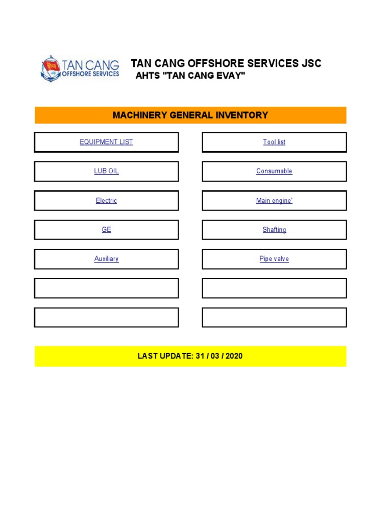 Machinery Inventory Form | PDF