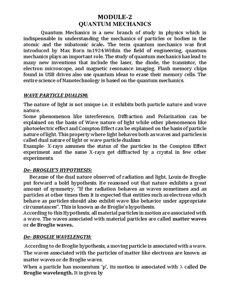 Module 2 Quantum Mechanics PDF