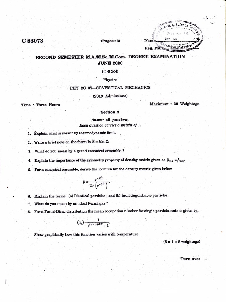 Statistical Mechanics | PDF