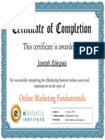 EMarketing Institute Online Marketing Fundamentals Certification CERT00409957 EMI