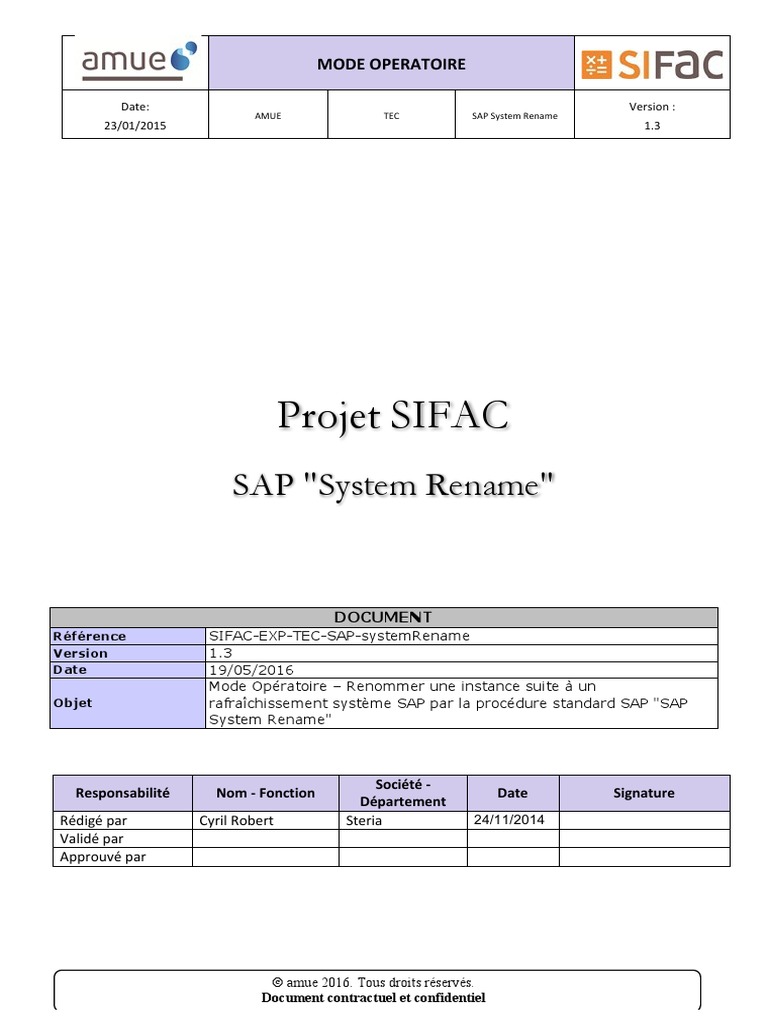 Mode Opératoire : Renommage SAP SIFAC | PDF
