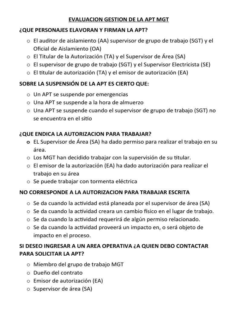 Evaluacion Gestion de La Apt MGT | PDF